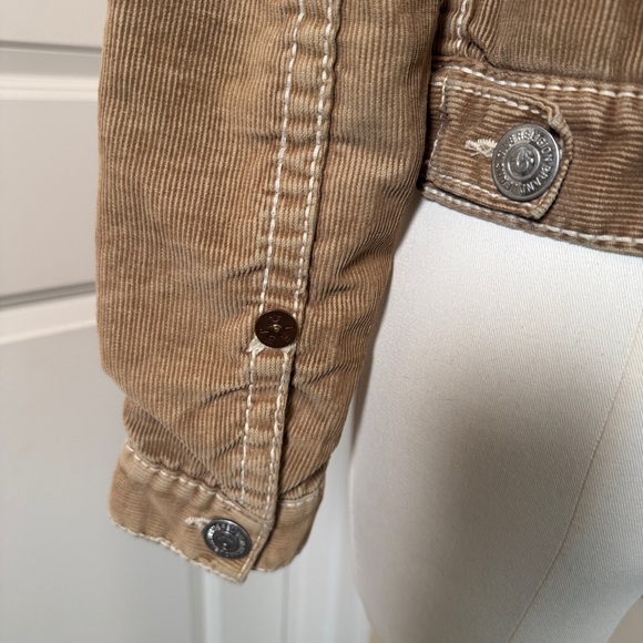 True Religion Corduroy Sherpa Jacket Brown Trucker World Tour Size Small - Picture 7 of 13